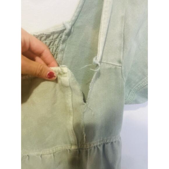 LOUNA Women's Green Denim Cotton Blend Empire Square Neck Mini Dress Size Small - Picture 5 of 11